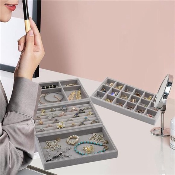 Velvet Jewelry Trays Organizer for Drawers, Small Stackable Jewelry Display Tray - Picture 7 of 7